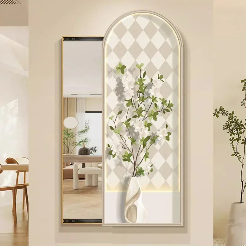 miroir carré nordique décoratif avec cadre floral esthétique - vue 3 sur 9