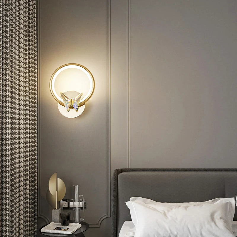 applique murale led papillon en cristal éclairage unique moderne - vue 5 sur 19
