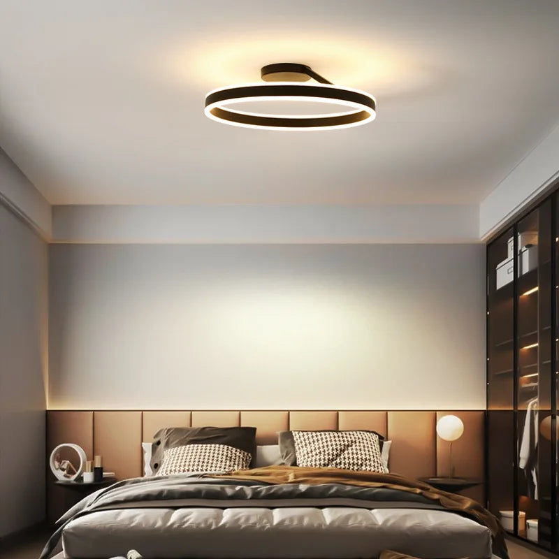 lustre nordique led réglable anneau suspension lumière décor - vue 3 sur 12