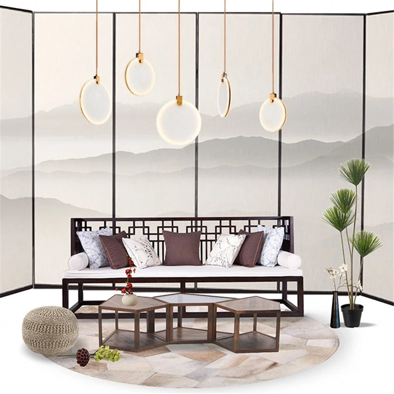 lustre moderne en marbre créatif led imitation luxe - vue 4 sur 10