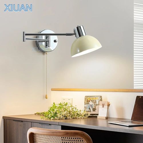 applique murale moderne bras pivotant led en tissu plissé métal - vue 2 sur 23