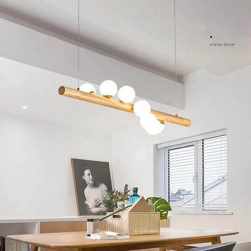 lustre japonais en bois massif design créatif éclairage tendance - vue 4 sur 10