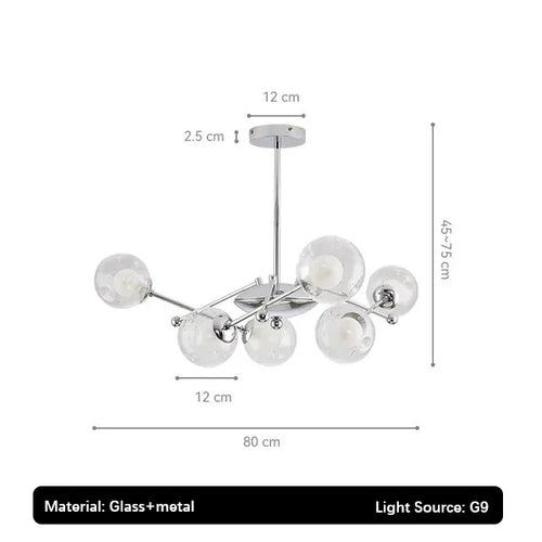 2024 Glass Chandelier Chrome Magic Bean Lights for  Living Room Pendant Lamp Bedroom Dining Room Ceiling Hanging Lamp