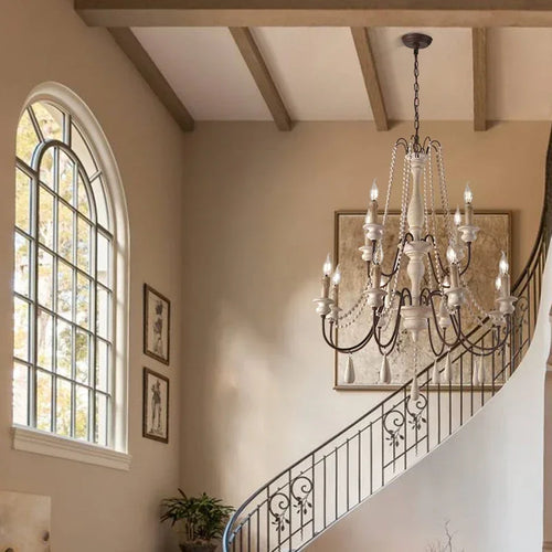 lustre en bois rétro pour décoration intérieure élégante - vue 7 sur 16