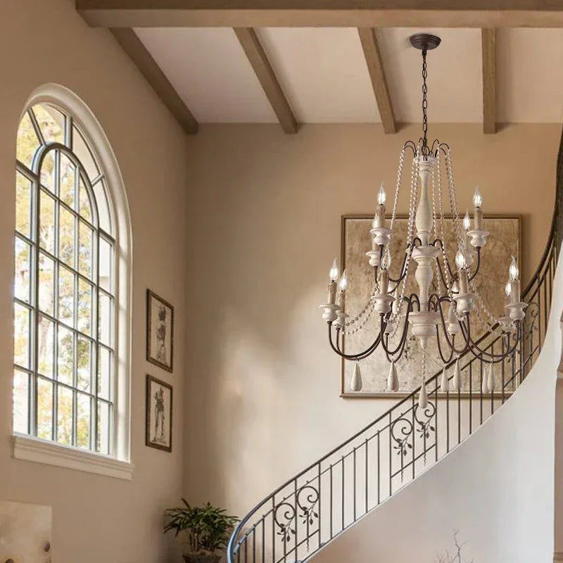 lustre en bois rétro pour décoration intérieure élégante - vue 6 sur 16