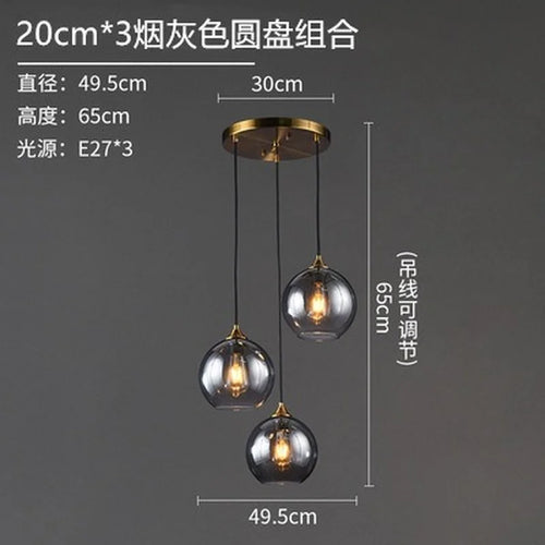 lustre nordique en verre fumé suspension simple luxe - vue 16 sur 26
