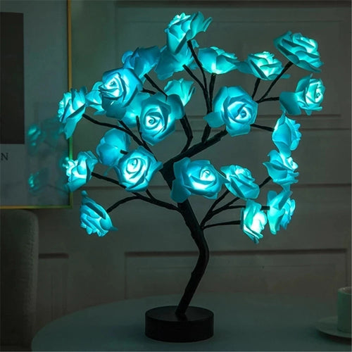 LED Rose Fleur Lampe de Table USB Arbre De Noël Fée Lumières Veilleuses Maison Fête De Mariage Chambre Décoration Cadeau de Fête des Mères - vue 4 sur 8