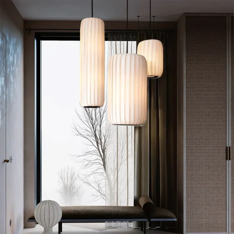 suspension en tissu japonais luminaires artistiques modernes minimalistes - vue 4 sur 9