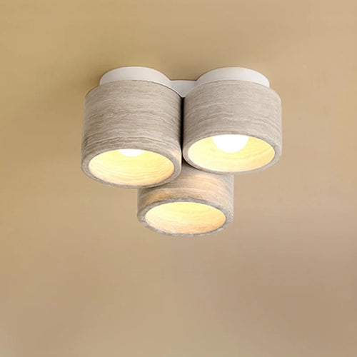 Plafonnier Led moderne en pierre de Grain de bois à 3 têtes Wabi Sabi - vue 2 sur 6