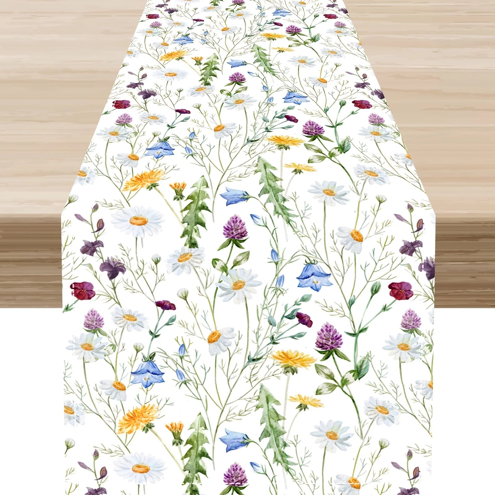 Chemin de table floral aquarelle papillons style printanier