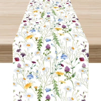 Chemin de table floral aquarelle papillons style printanier