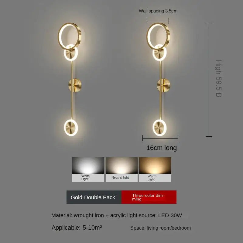 Nordic minimalist living room background wall light, modern creative corridor hallway light, bedroom bedside decorative light - vue 10 sur 13