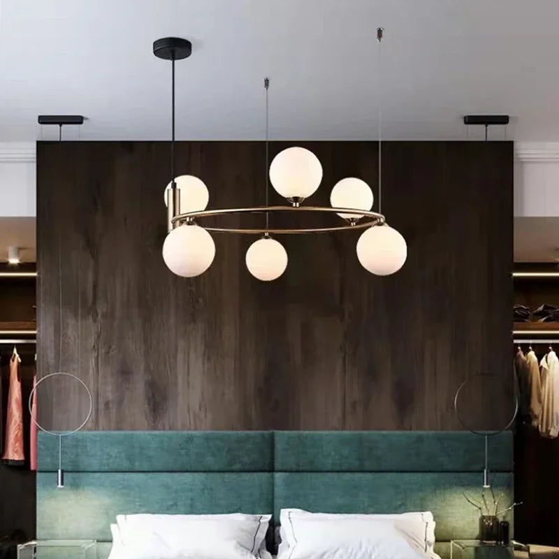 lustre nordique en verre led pour décoration maison - vue 3 sur 12