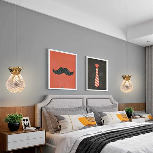 Gold Lucky Bag Chandelier For Living Room Bedroom Bedside Corridor Home Decoration Accessories Led Lighting Decorative Lamps - vue 7 sur 7