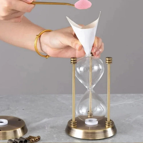bouteille sablier en verre horloge de sable décorative artisanale - vue 2 sur 7