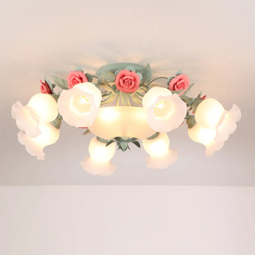 plafonnier en verre rose pour un éclairage romantique et décoratif - vue 2 sur 9