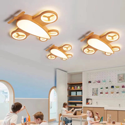plafonnier led avion design nordique pour chambre enfant - vue 2 sur 8
