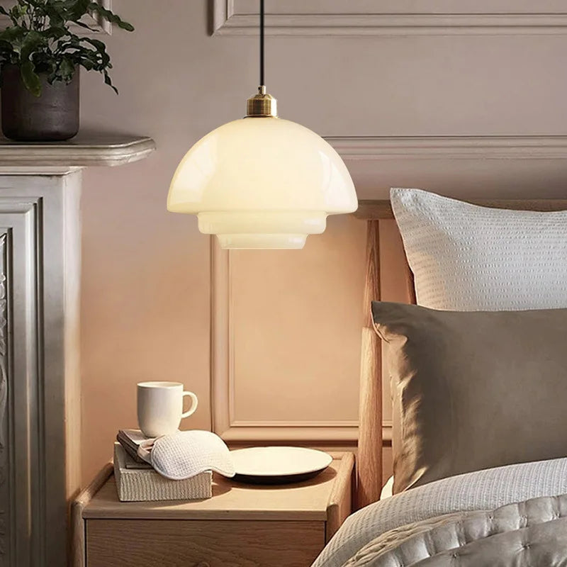 lampe suspendue moderne en verre led décorative nordique - vue 3 sur 9
