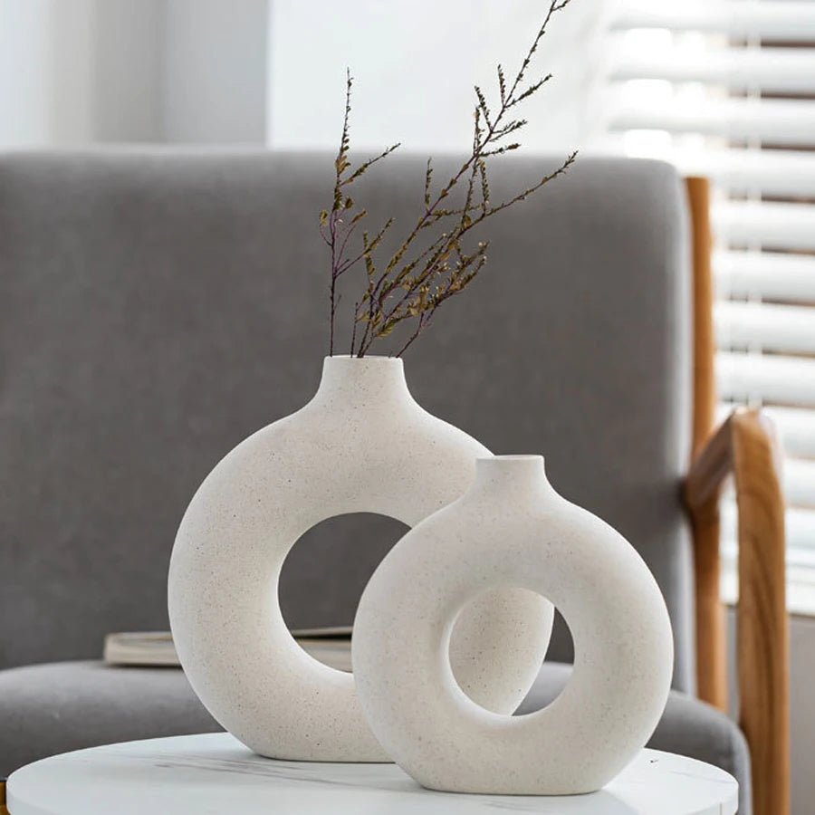 vase circulaire en céramique pour décoration intérieure et fleurs - vue 1 sur 12