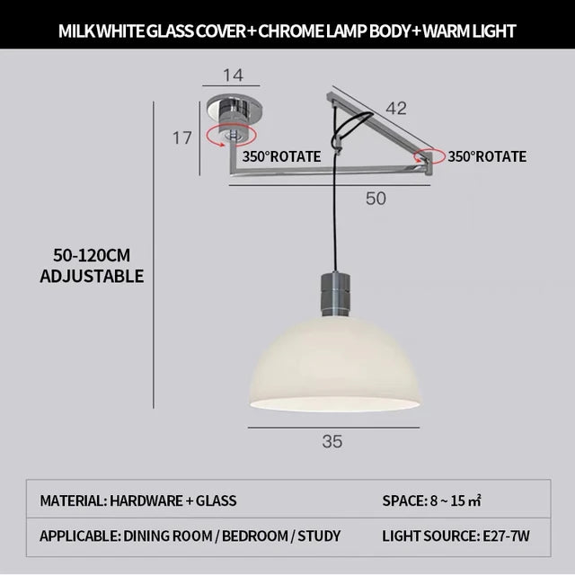 lustre pliable moderne nordique design télescopique pour intérieur contemporain - vue 8 sur 14