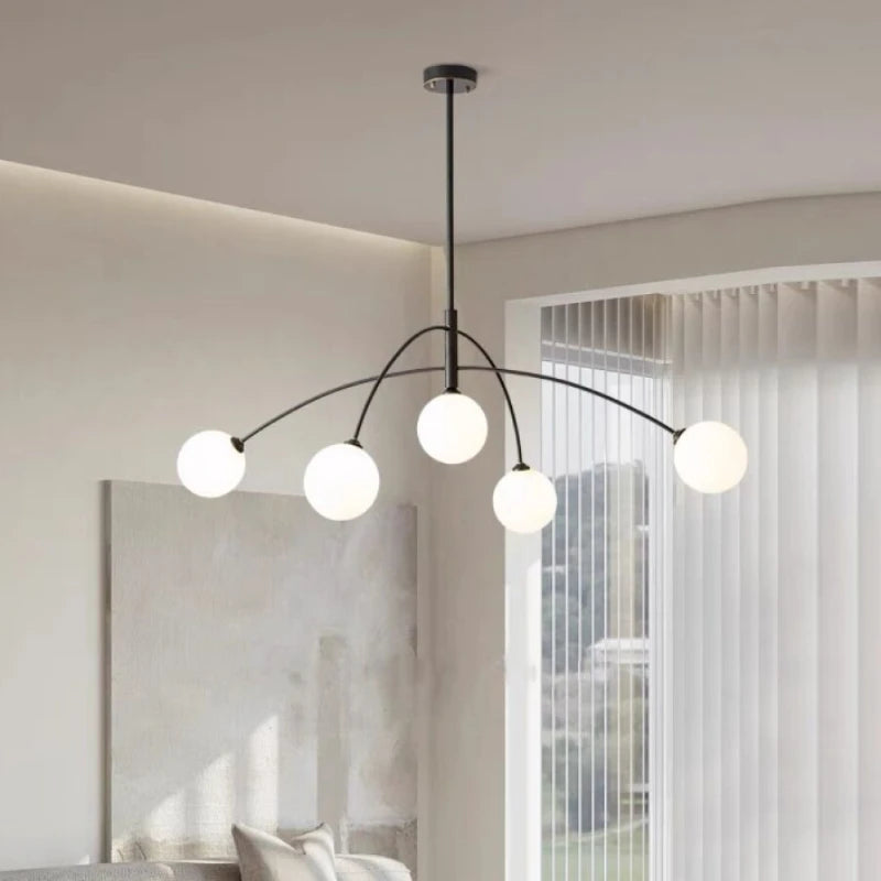 lustre moderne en verre design lampe à led de luxe pour décoration intérieure - vue 4 sur 14