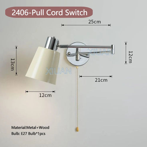 applique murale moderne bras pivotant led en tissu plissé métal - vue 15 sur 23