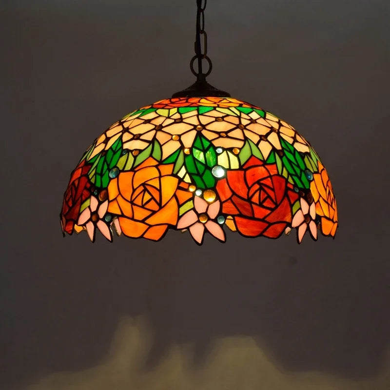 Lustre en verre coloré Tiffany rétro européen - vue 13 sur 29