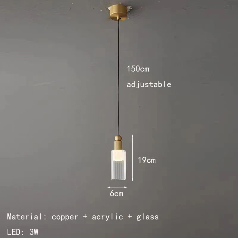 suspension moderne en verre et cuivre avec 3 cordons interchangeables - vue 8 sur 8