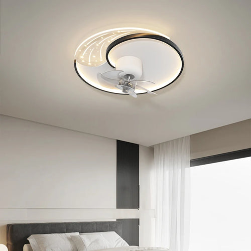 plafonnier moderne avec ventilateur et éclairage intelligent mobile - vue 4 sur 8