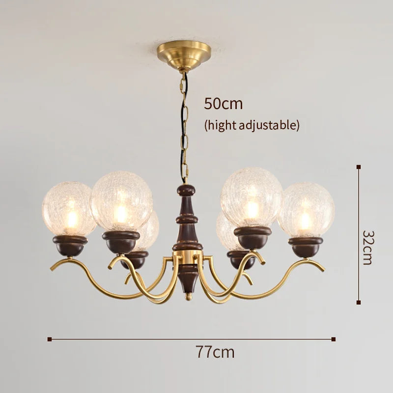 Lustre Luxe cuivre LED verre rond salon chambre décor intérieur salle à manger - vue 8 sur 12