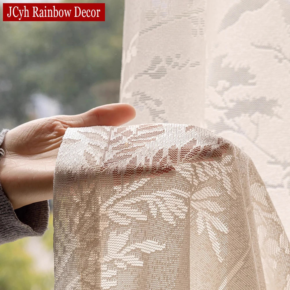 Voilage tulle brodé floral moderne pour salon chambre - vue 4 sur 8