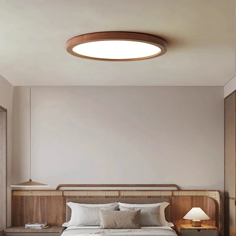 Walnut wood RA≥97, Modern Minimalism Wabi-sabi, Ultra thin eye protection Ceiling light for Living room, Bedroom, Study, Master - vue 2 sur 12