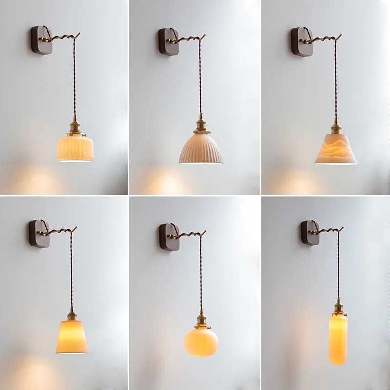 applique murale led noyer cuivre moderne baguette plug-in - vue 4 sur 23