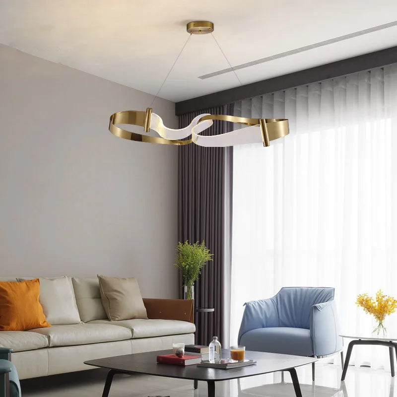 2024 Modern Design Ribbon LED Chandeliers Lighting For Living Room Study Bedroom Restaurant - vue 4 sur 8