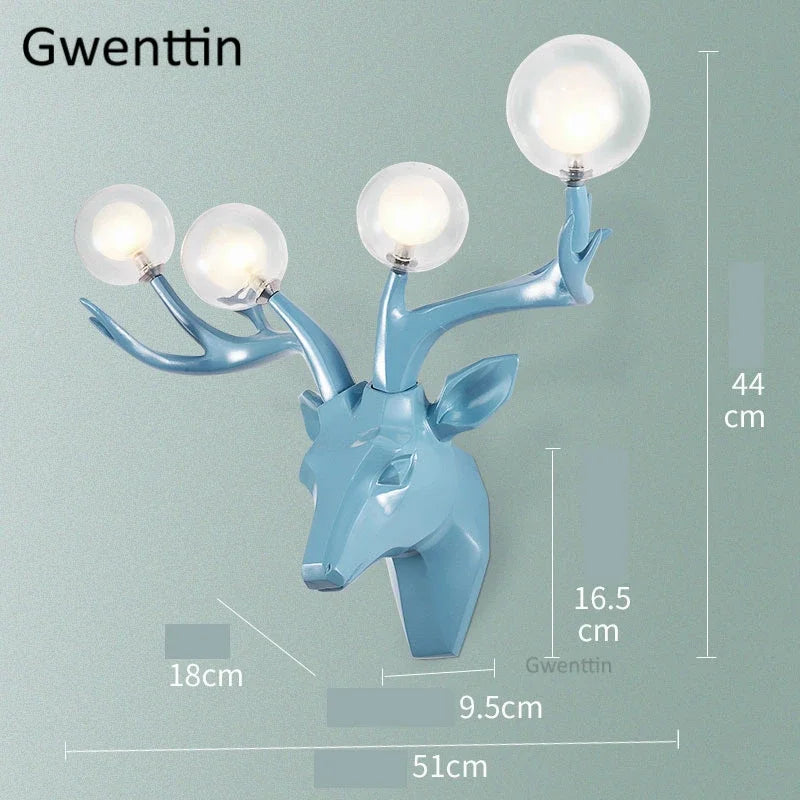 applique murale moderne en résine bois de cerf à led - vue 9 sur 9