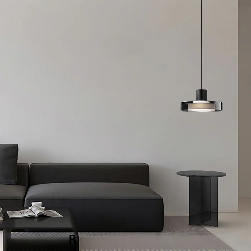 suspension ronde en verre design moderne fil réglable 3000k - vue 4 sur 7