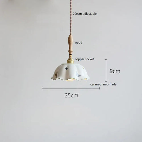 Suspension design led papillon céramique et bois - vue 3 sur 30