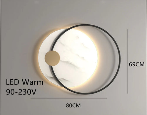 Applique murale LED moderne en métal noir avec marbre - vue 5 sur 8