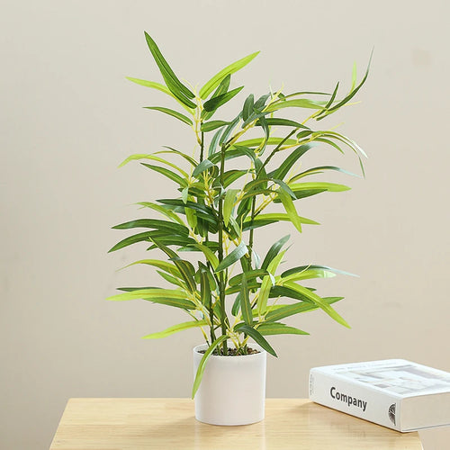 plante artificielle en pot bambou monstera pour décor bureau et maison - vue 2 sur 14