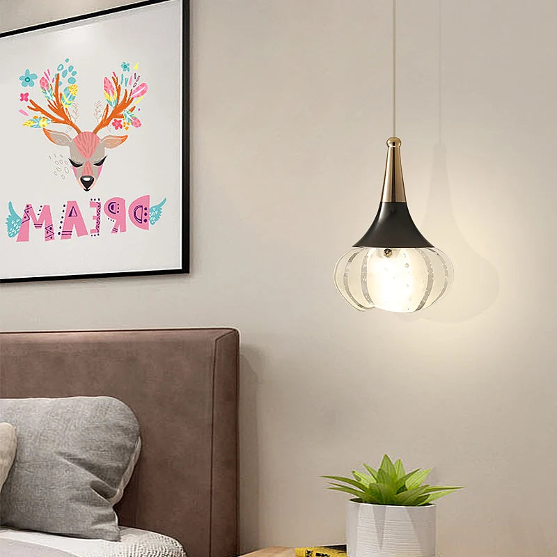 lustre de chevet de luxe en cristal suspendu à tête unique - vue 5 sur 11