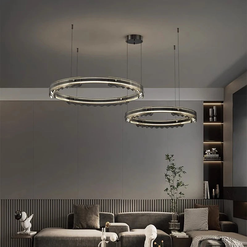 lustre moderne design rond en métal pour éclairage intérieur - vue 3 sur 10