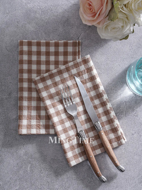 Serviette de table vichy coton style champetre lavable - vue 5 sur 7