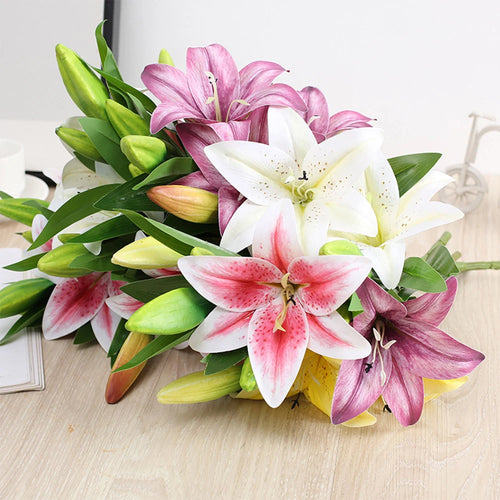 fleurs artificielles de lys pour décoration de jardin et mariage - vue 2 sur 13