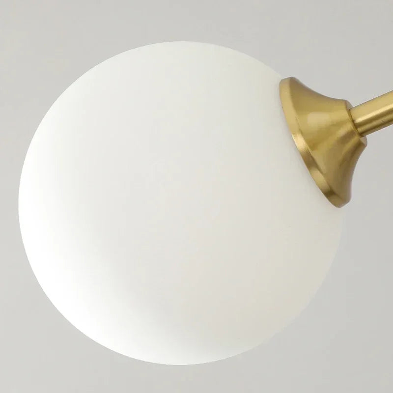 lustre led moderne en cuivre avec boule de verre mat - vue 5 sur 12