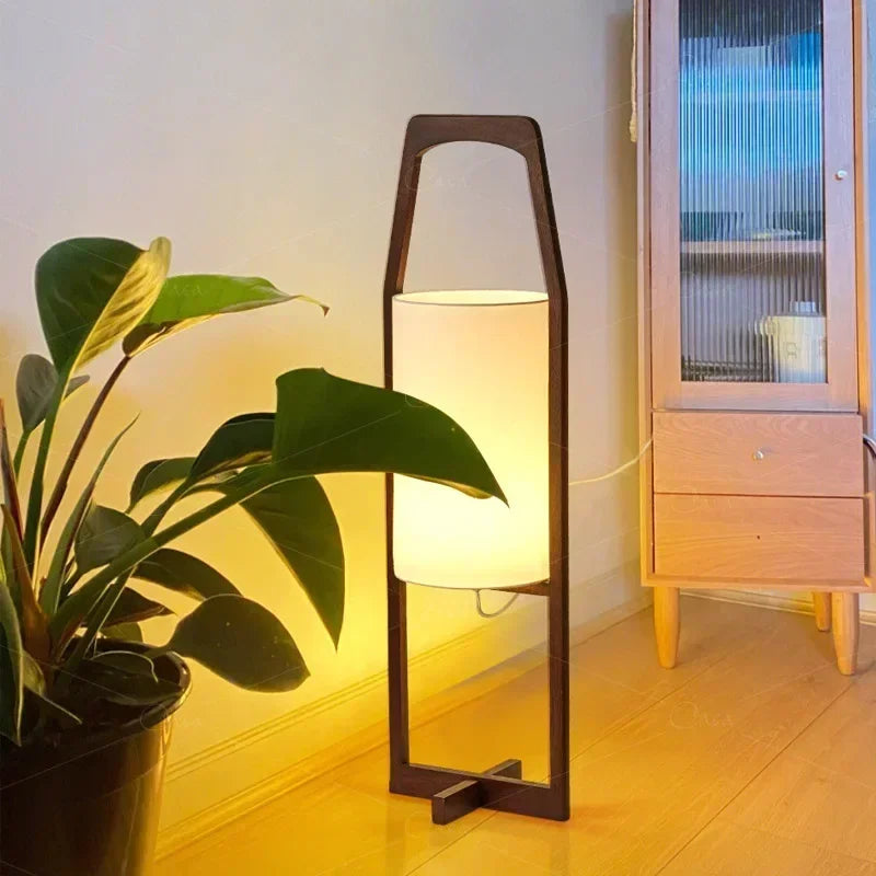 lampadaire en bois japonais wabi sabi pour décoration intérieure ambiance zen - vue 4 sur 8