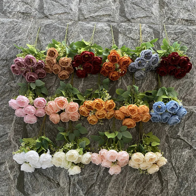 bouquet de roses en soie pour mariage et décoration intérieure - vue 2 sur 19