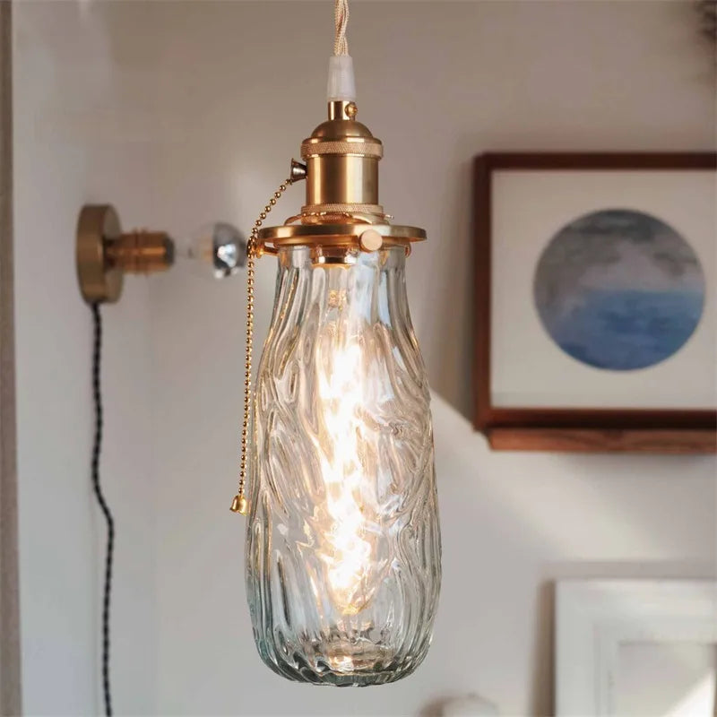 lustre nordique rétro en laiton avec interrupteur à tirage - vue 12 sur 12