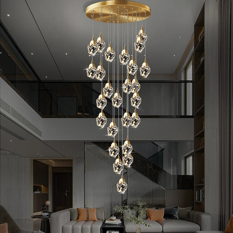 lustre en cristal suspendu pour un éclairage élégant et moderne - vue 2 sur 14
