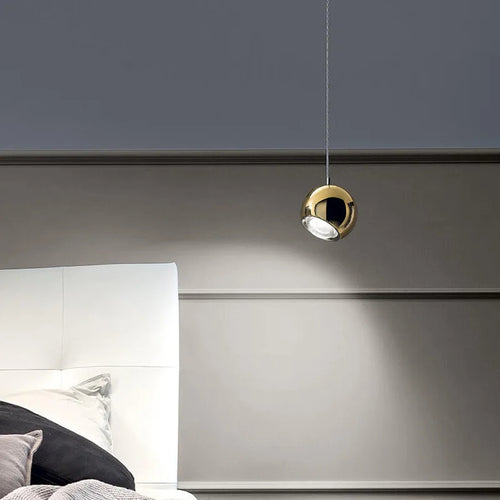 Suspension design LED rotative en métal chromé doré idéale pour bar restaurant café - vue 5 sur 6