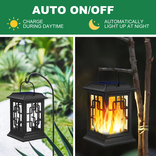 lot de 2 lanternes solaires décoratives à flamme vacillante - vue 4 sur 7